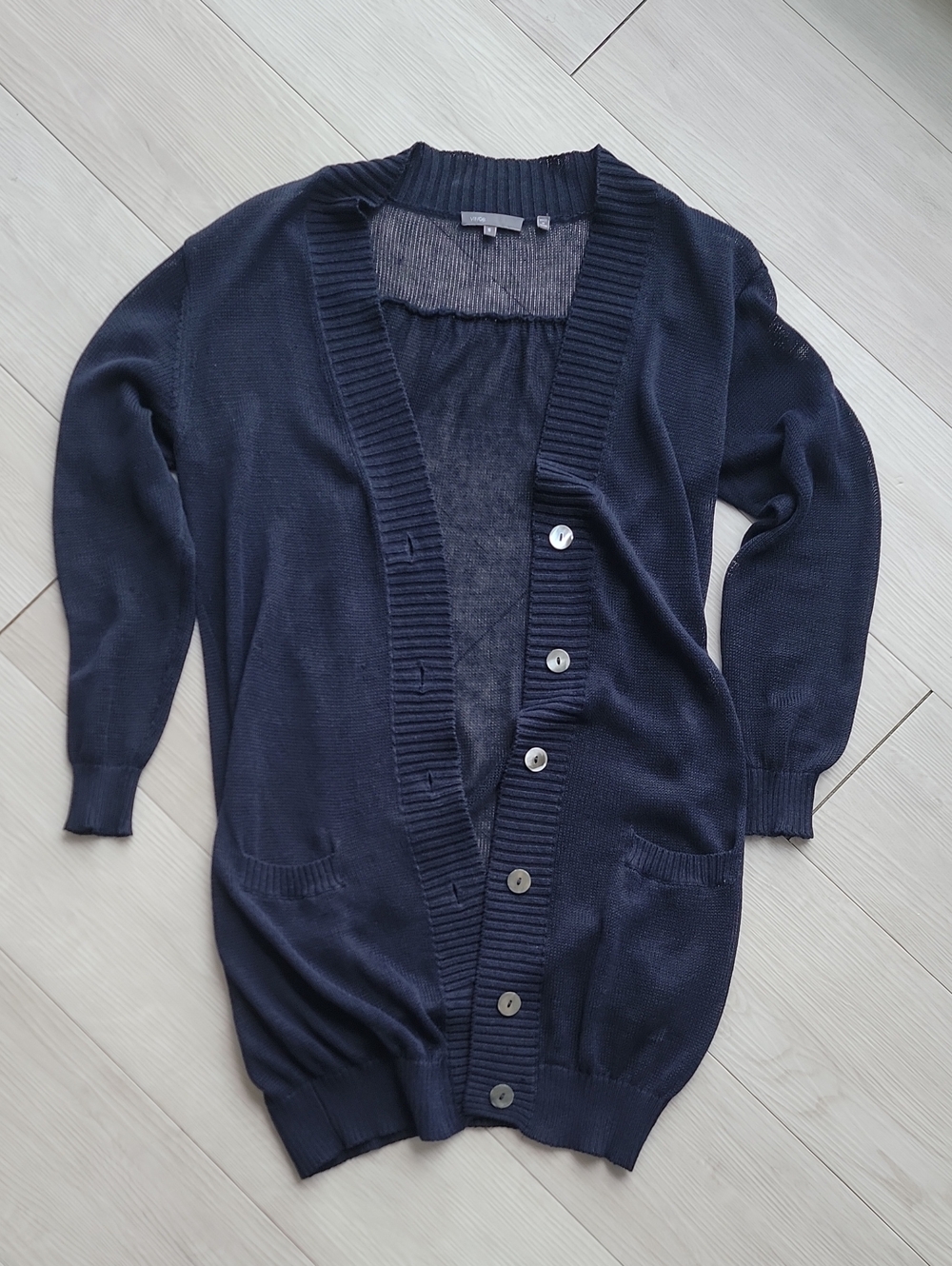 Vince Linen Ribbed Cardigan